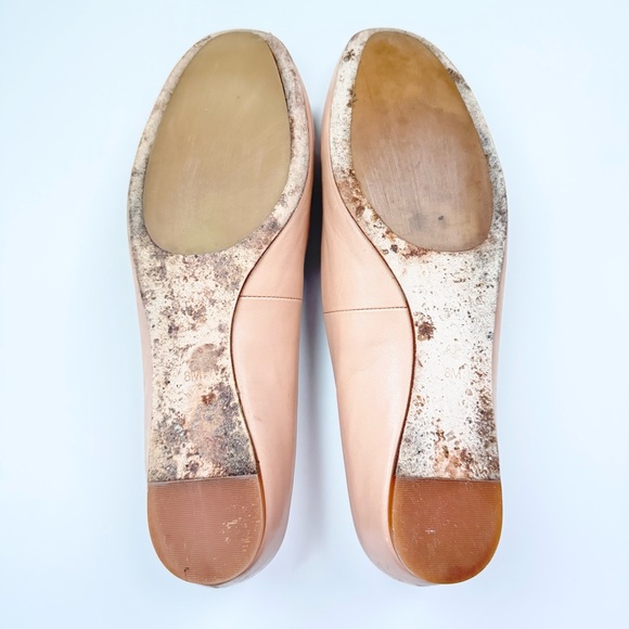 Tory Burch Gigi Logo Ballet Flats Nude Leather Size 8 - Picture 9 of 10